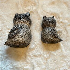 Decorative Owl Sculptures - Brown and Black